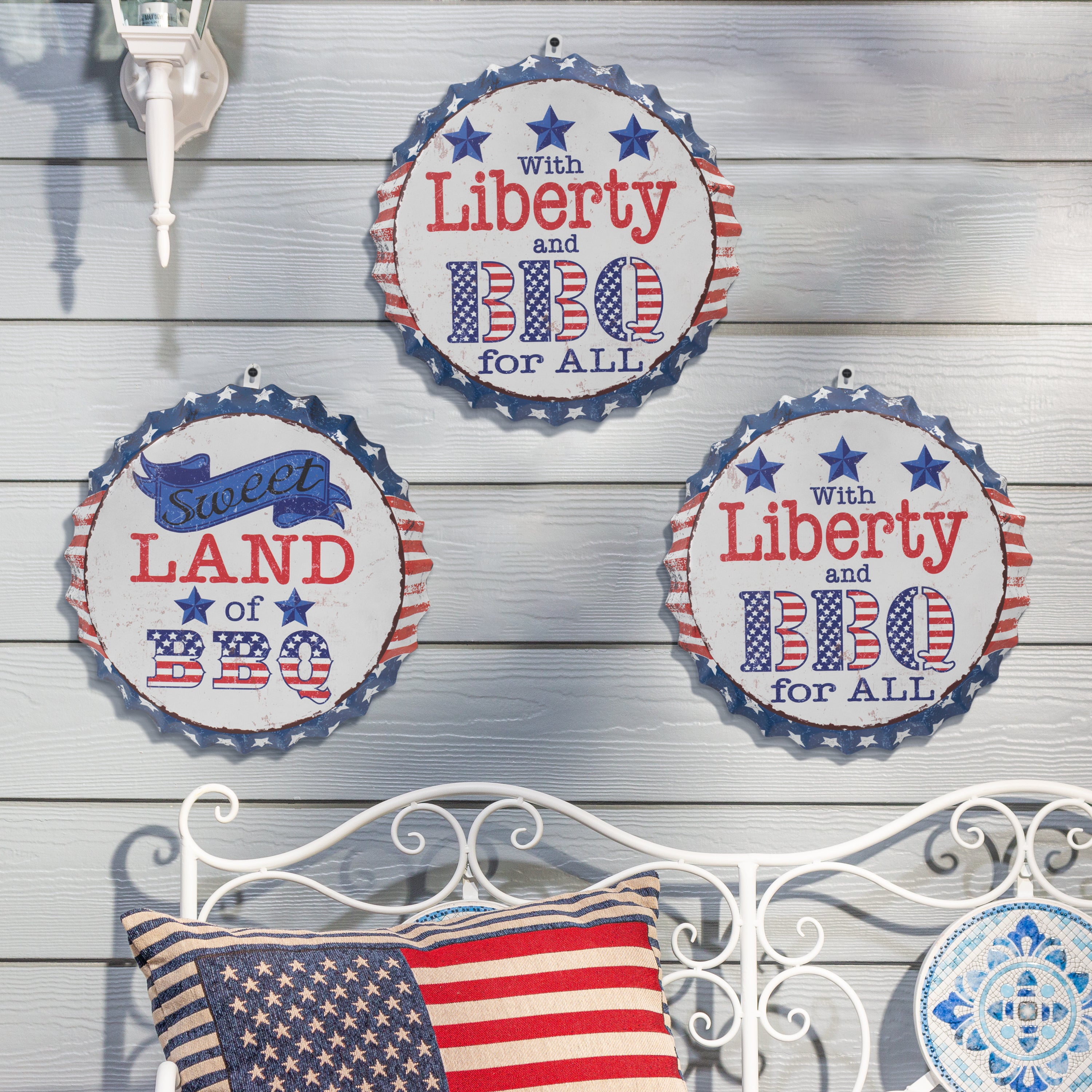 Vintage 16.53 Inch Bottle Cap Signs Set of 3